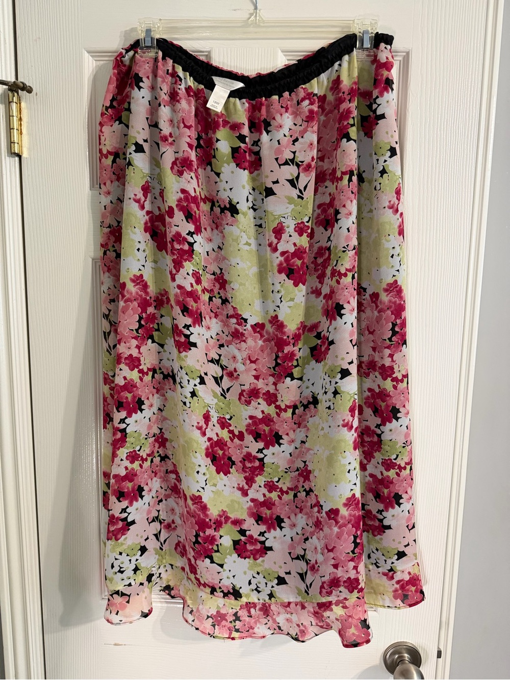 Christopher & Banks Pink and Green Floral Maxi Skirt